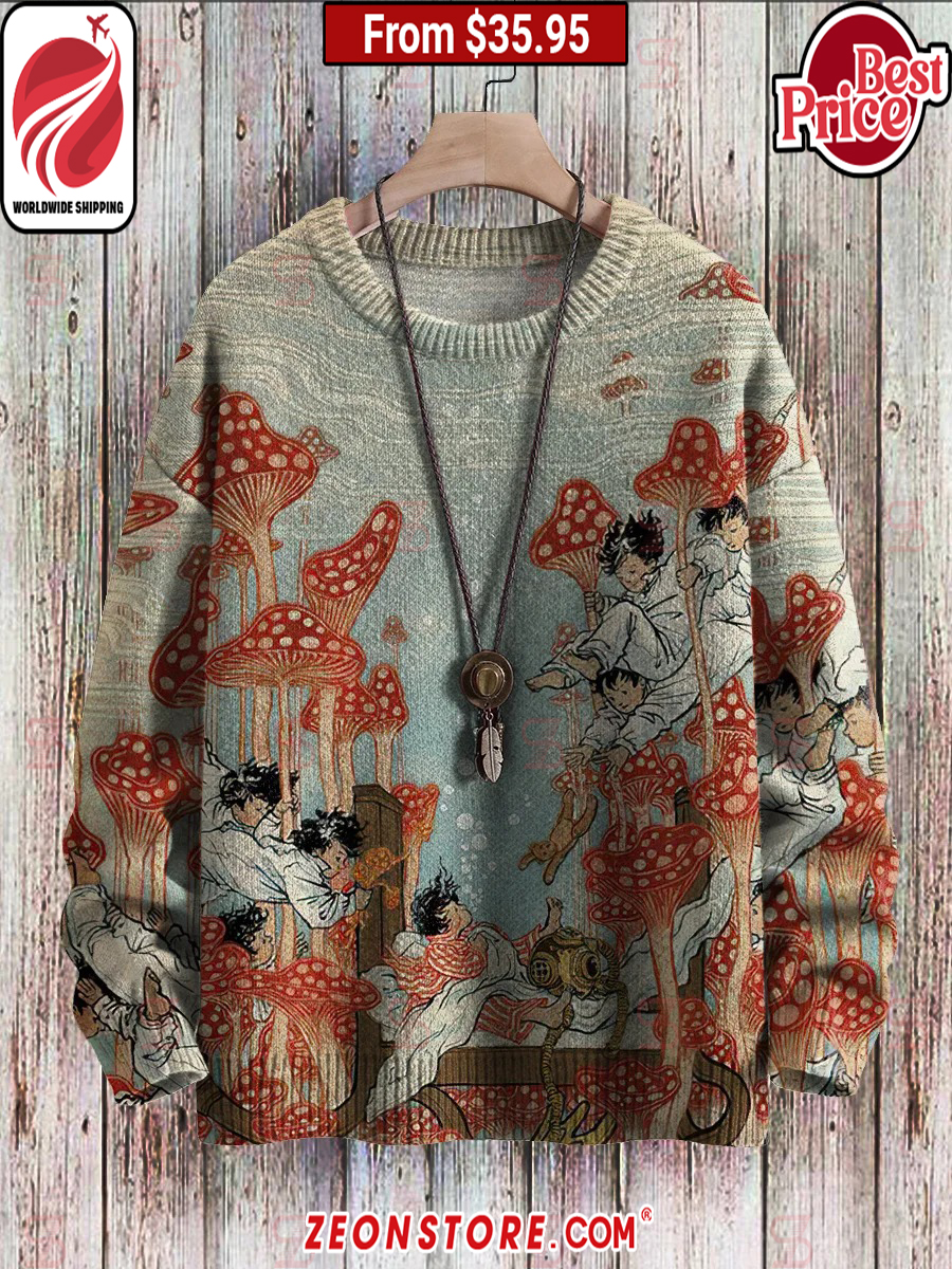 Vintage Mushroom Art Sweater